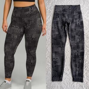 Lululemon wunder train contour fit high rise tight leggings logo ombre black